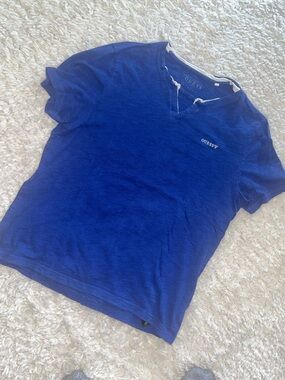Guess Royal Blue Johnny Collar Short Sleeve Tee
